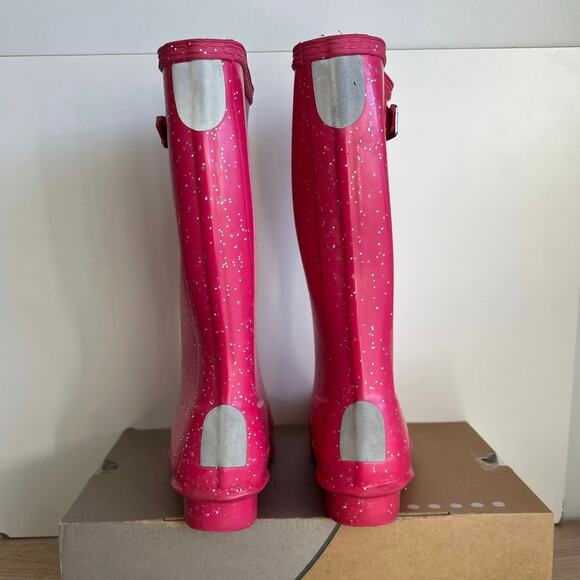 Hunter Original Tall Pink Glitter Buckle Boots Kids - SZ 3 Boy/ 4 Girl - Picture 8 of 8